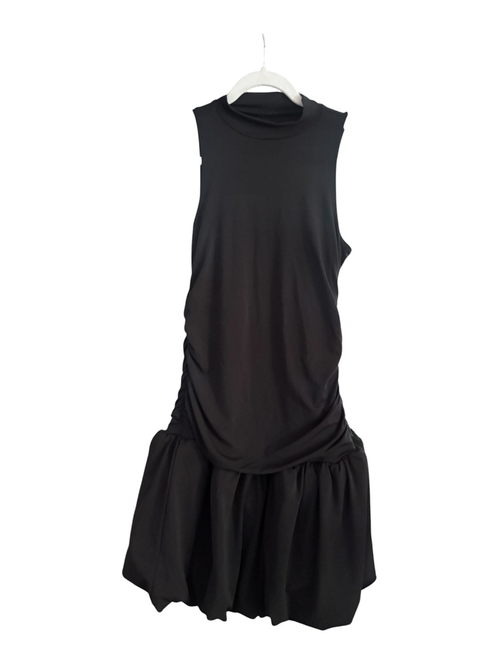 Madden NYC  Black Drop-Waist Mock-Neck Dress